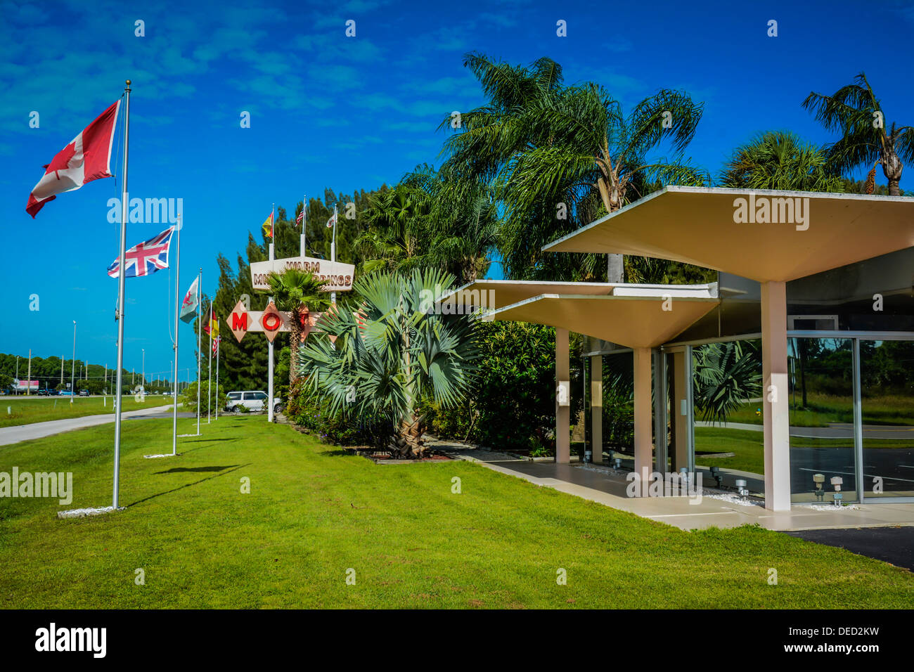 Historic Mid Century Motel designed by Victor A. Lundy, Warm Mineral Springs, FL Stock Photo