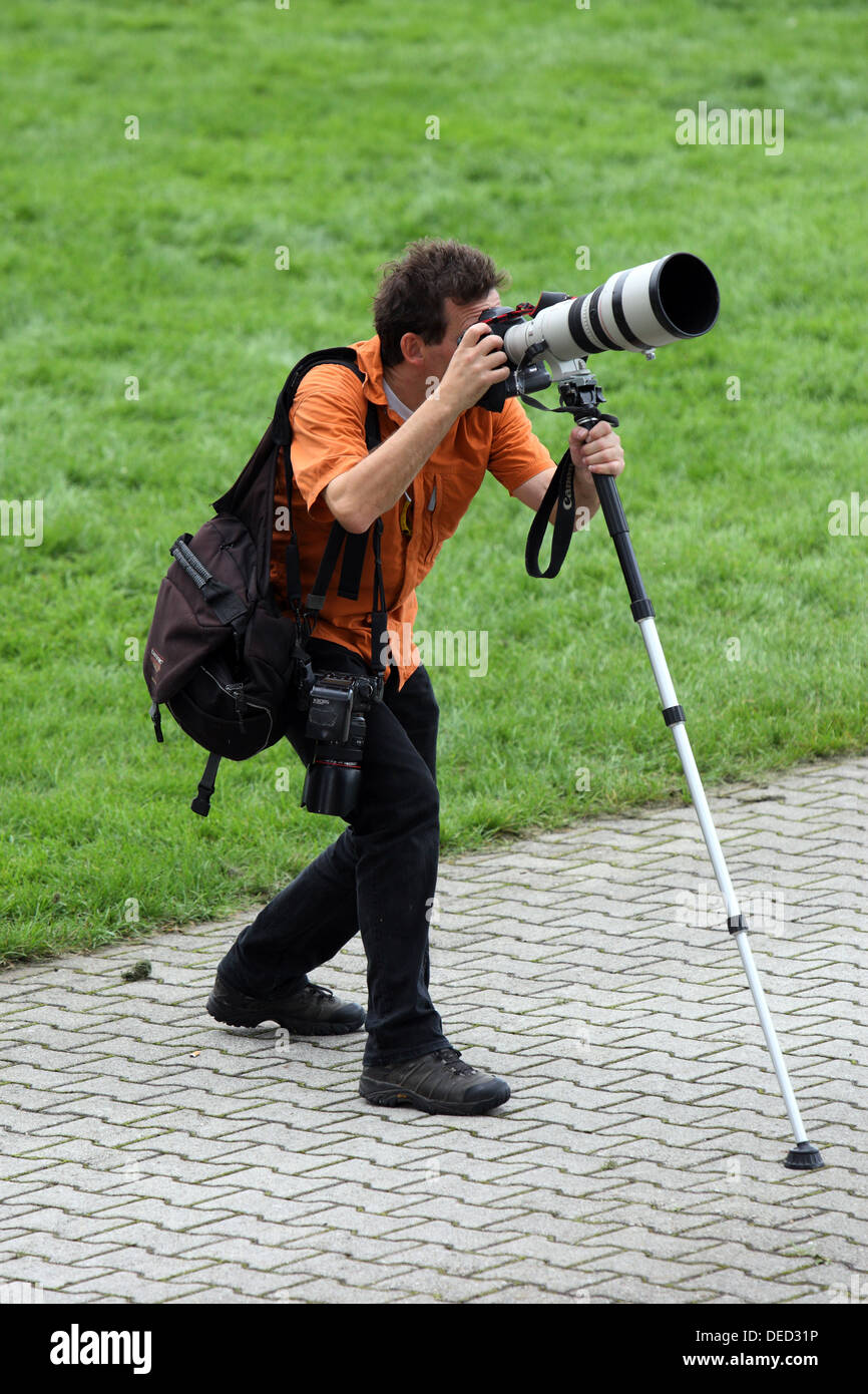 Iffezheim, Germany, photographer uses a telephoto lens Stock Photo