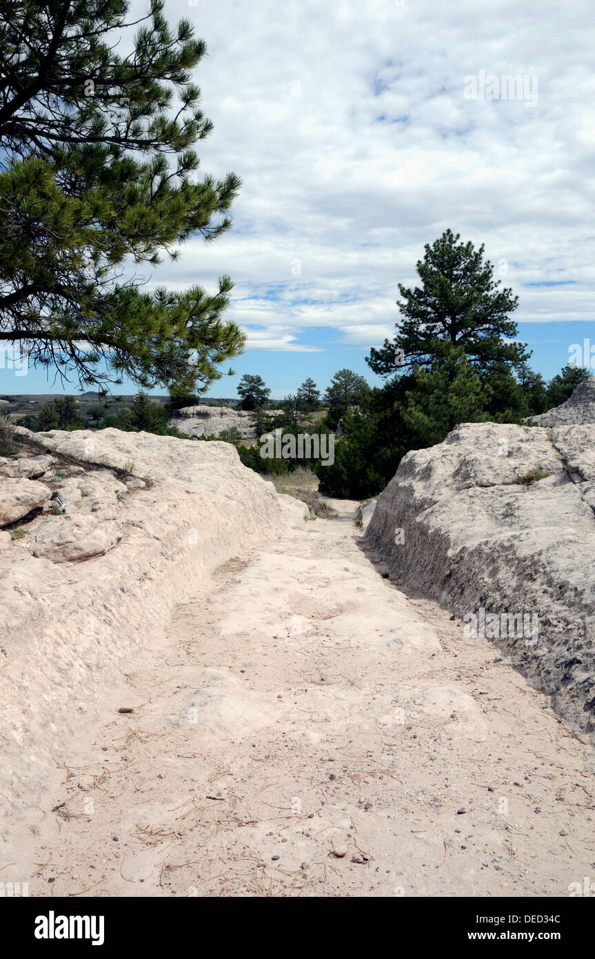 Oregon Trail ruts near Guernsey, WY, a National Historic Monument. The