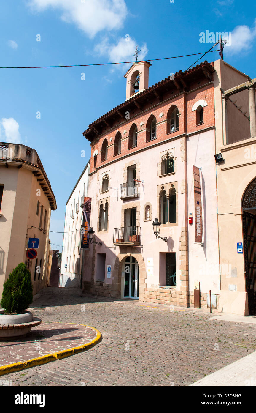 Plaça de la Font del Lleó, Thermalia, Museu de Caldes de Montbui, Barcelona, Catalnya Stock Photo