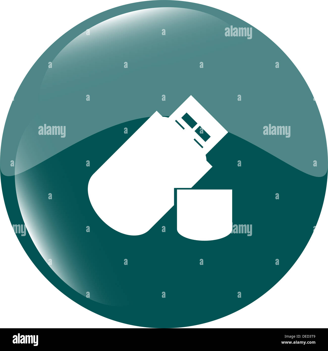 usb flash drive web glossy icon on white background Stock Photo - Alamy