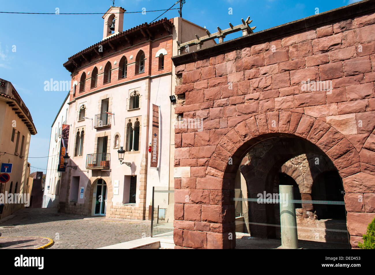 Plaça de la Font del Lleó, Thermalia, Museu de Caldes de Montbui, Barcelona, Catalnya Stock Photo