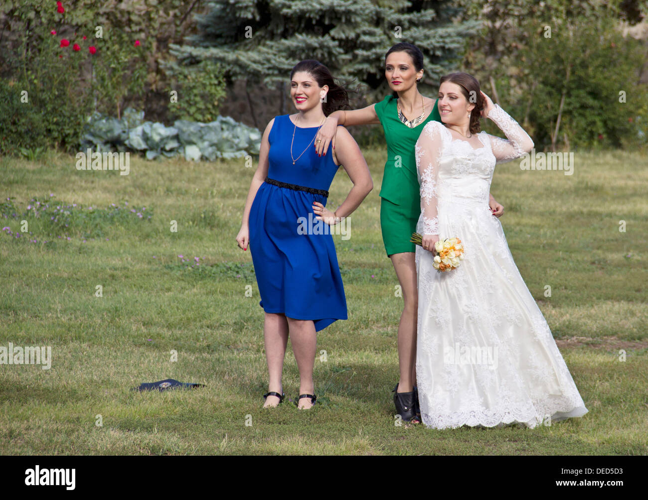 Tbilisi, Georgia, a Georgian bride with her   bridesmaids Stock Photo