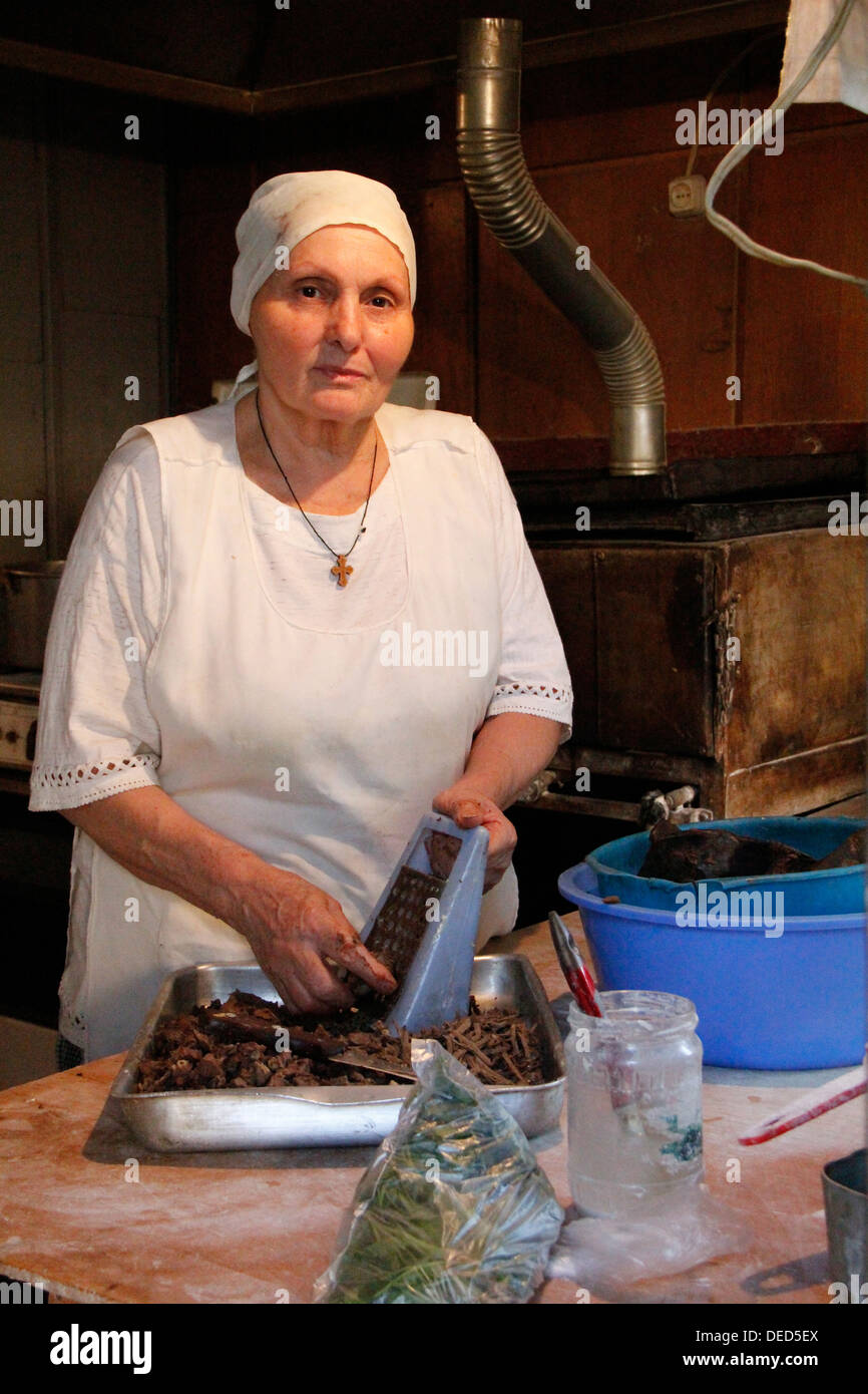 Tbilisi, Georgia, a woman in a kitchen Stock Photo