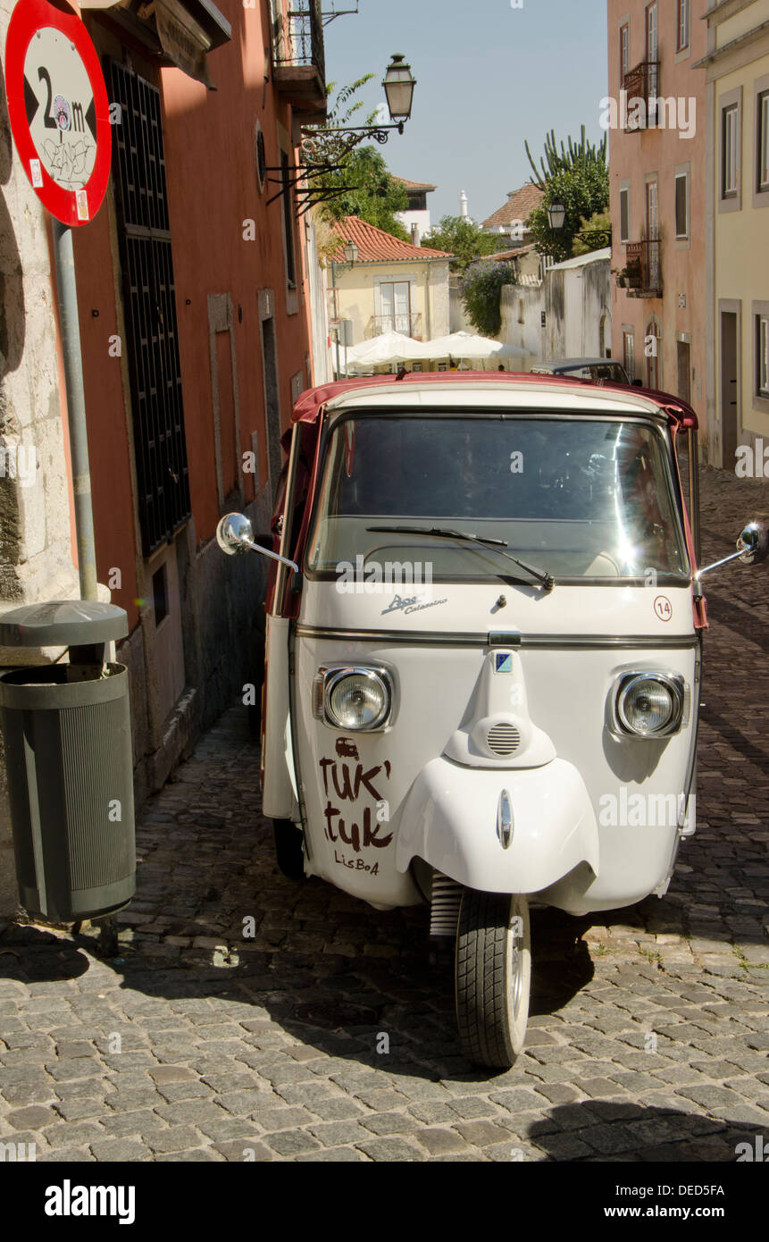 Auto rickshaw in the streets in the Alfama district the oldest district ...