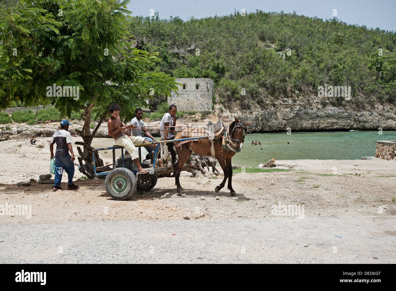 Santiago de Cuba, Cuba, locals with a team of horses Stock Photo
