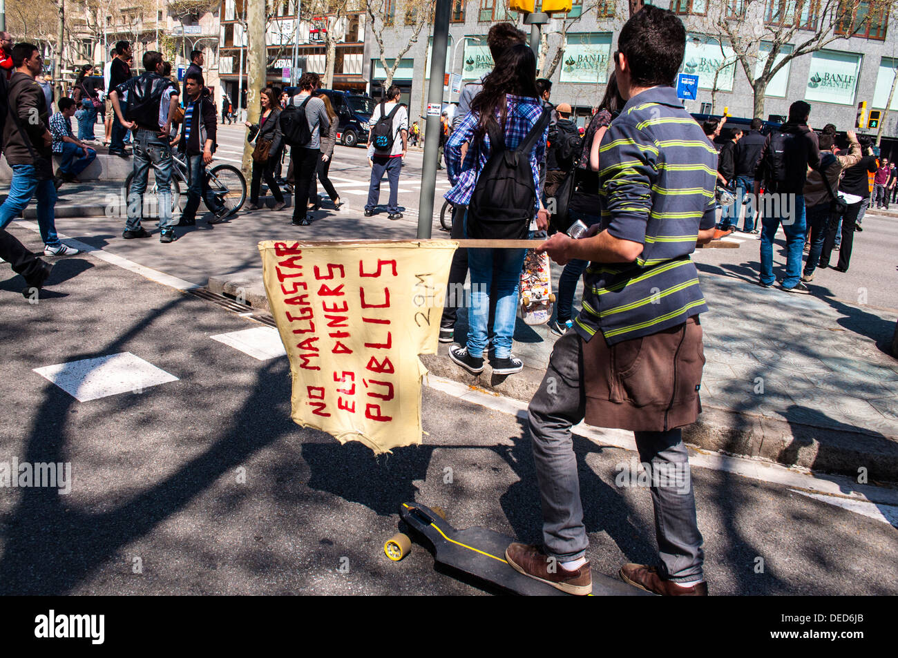 Manifestante, Huelga general 29 Marzo en Barcelona Stock Photo