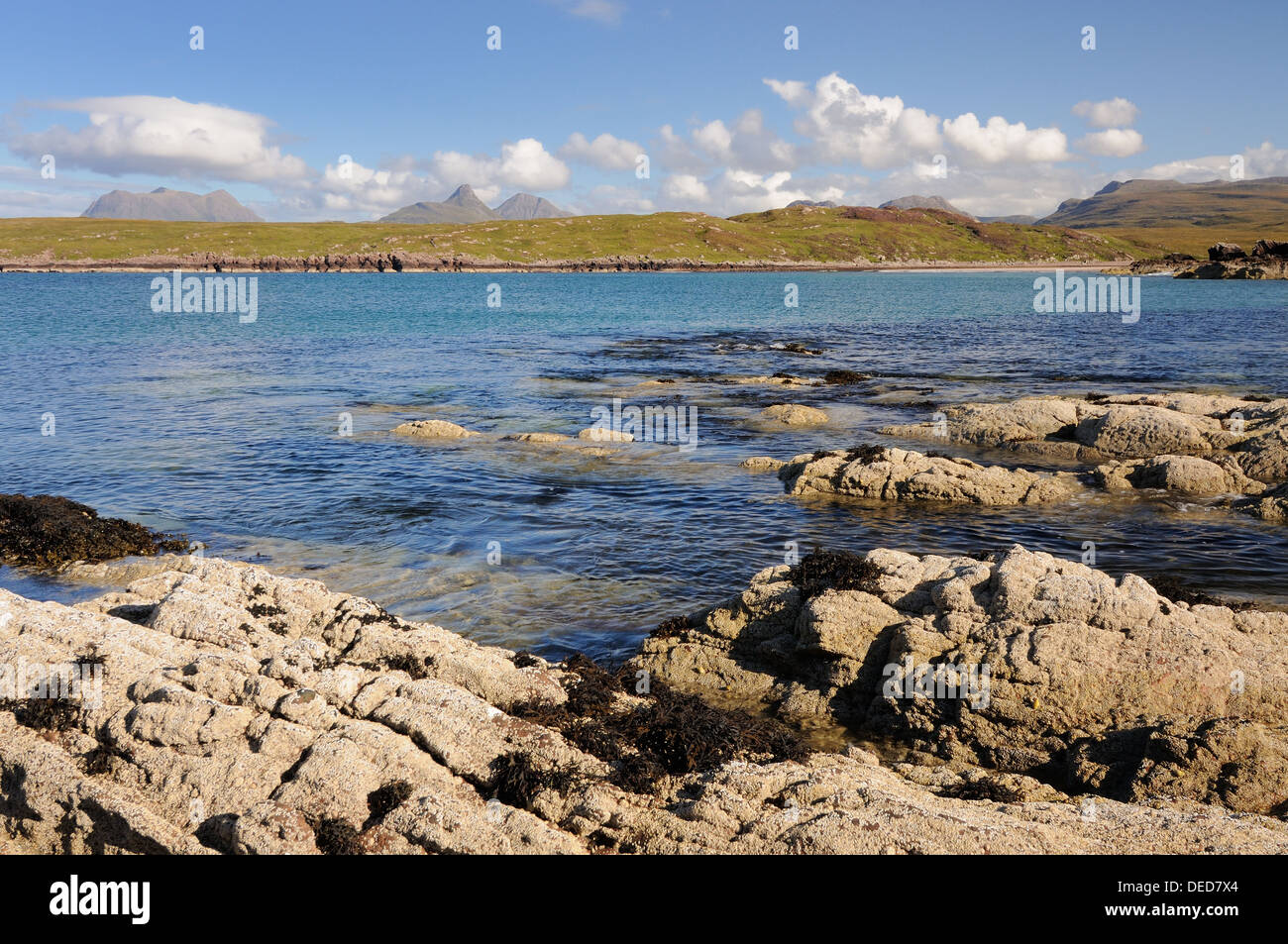 Achnahaird Bay and the mountains of Assynt, Sutherland, Scotland Stock Photo