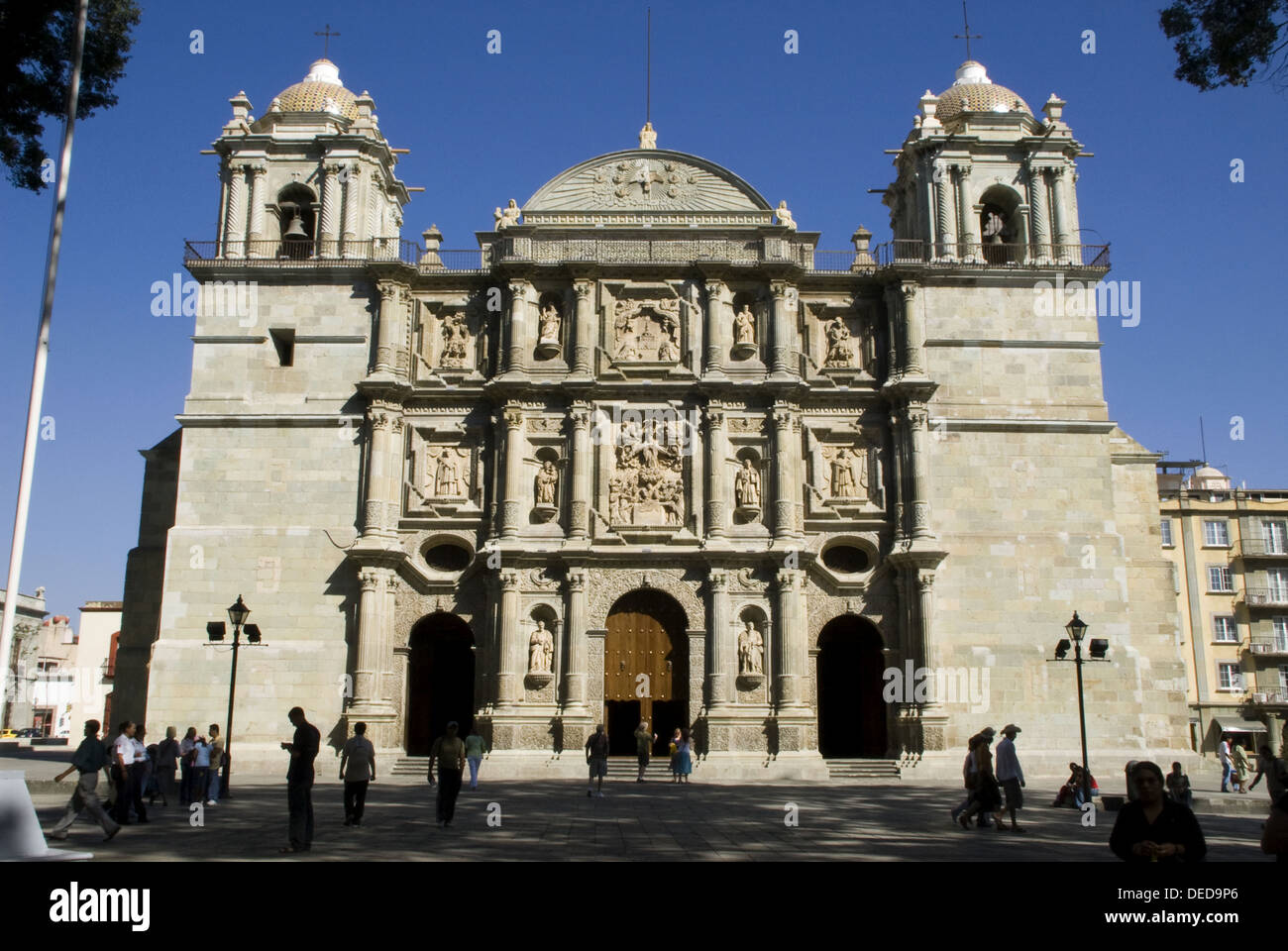 The Cathedral of The Virgin of The Assumption(1702-1733) in The City of Oaxaca. Mexico.Main façade. Stock Photo