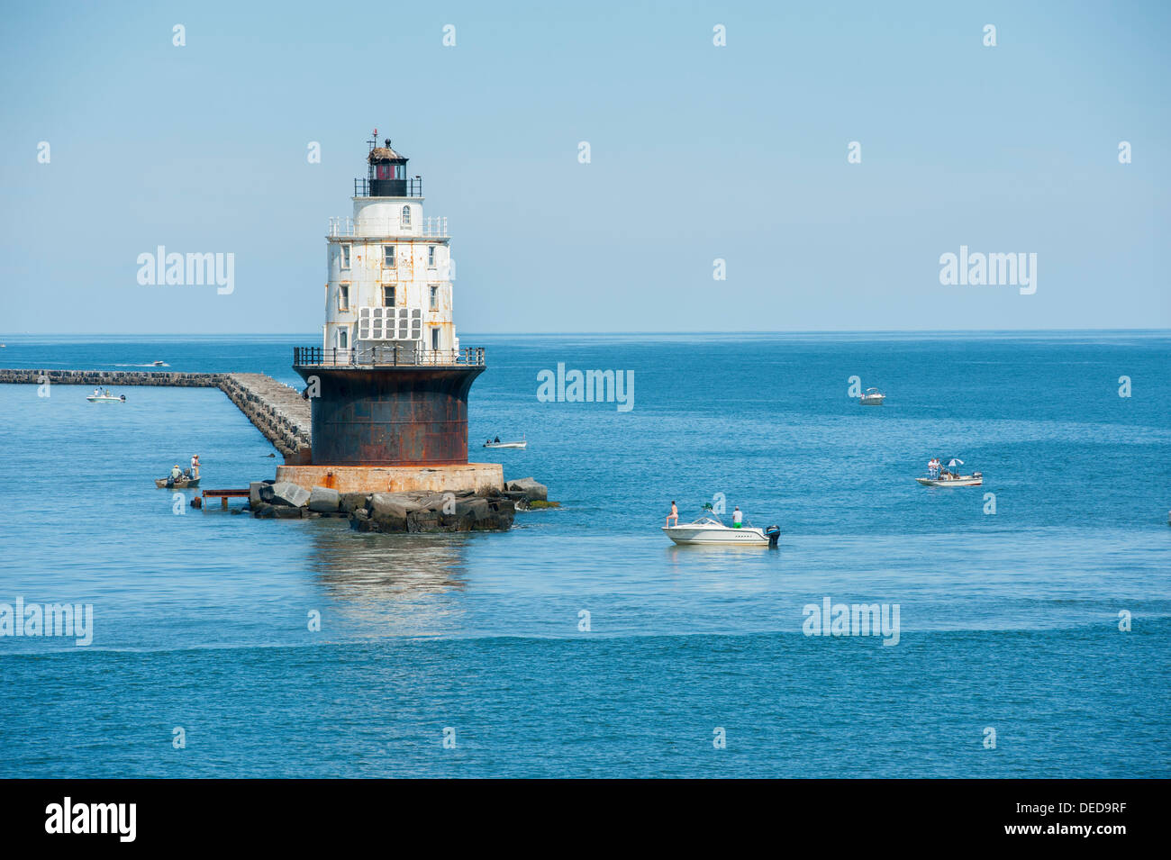 Delaware DE USA Harbor of Refuge Lighthouse in the Delaware Bay near