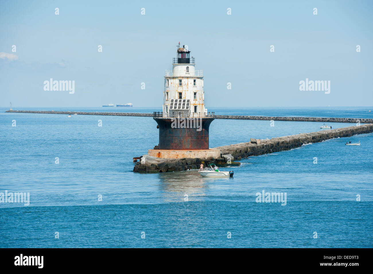 Delaware DE USA Harbor of Refuge Lighthouse in the Delaware Bay near
