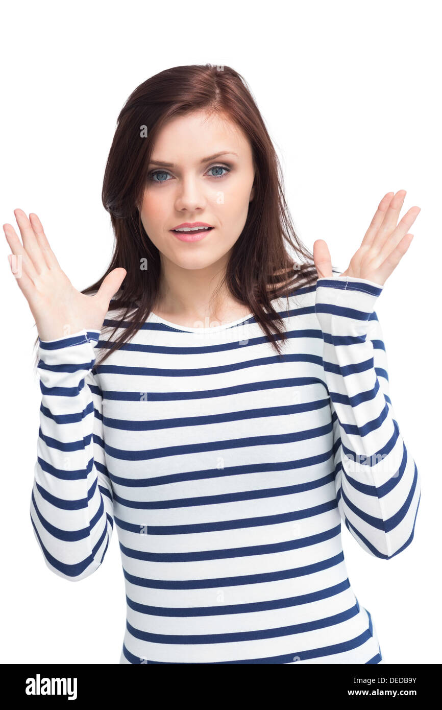 Surprised brunette young woman hi-res stock photography and images - Alamy