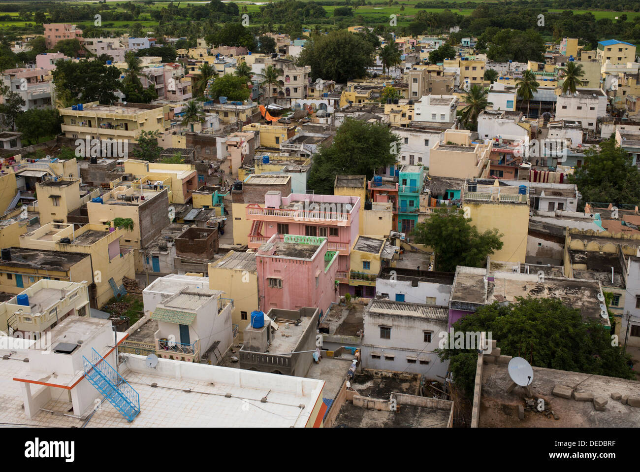 Looking over Puttaparthi. The birthplace of Sathya Sai Baba. Andhra Pradesh, India Stock Photo