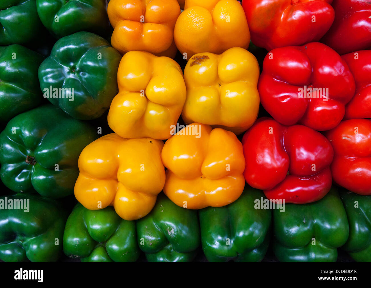 Assortment of bell peppers in the central market of Maputo, Mozambique. Stock Photo