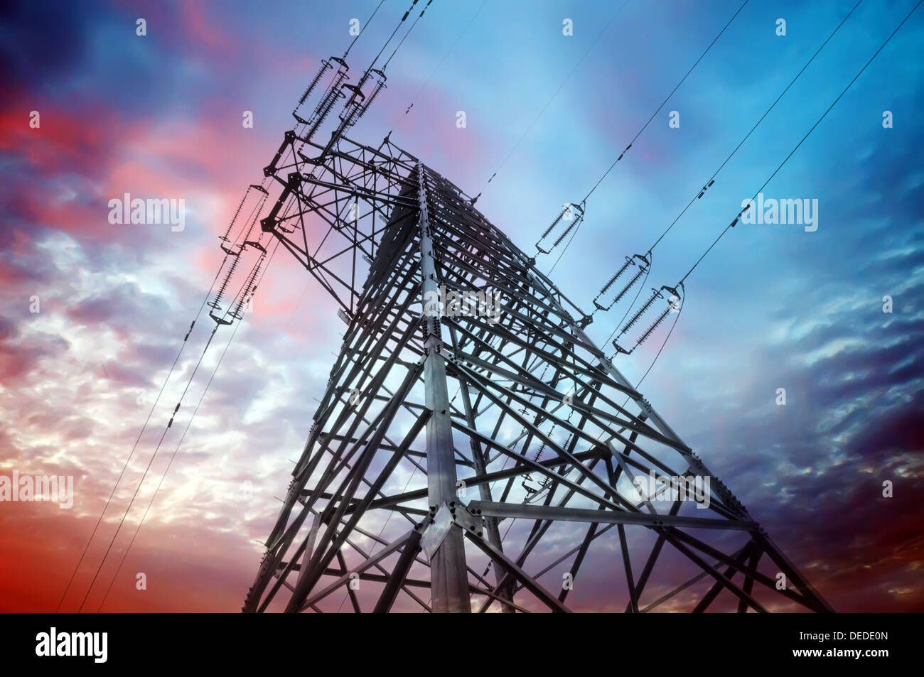 Power tower in the sky background Stock Photo - Alamy