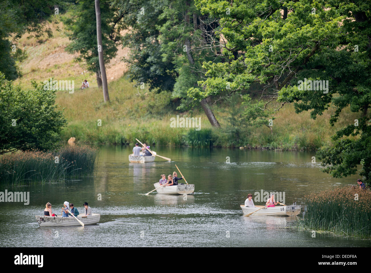 Boating at the Wilderness Festival at Cornbury Park Oxfordshire, UK Stock Photo