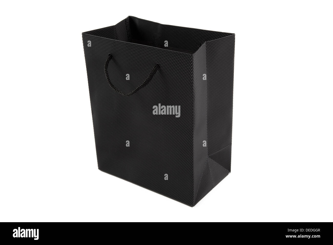 Black shopping bag with handles isolated on white background Stock