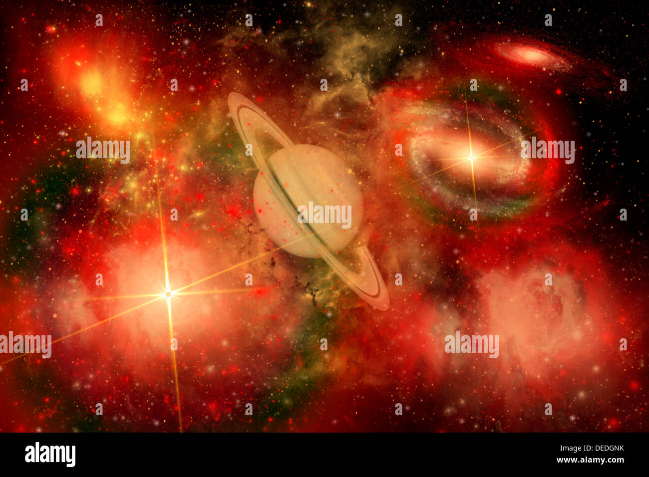 An Alien Ringed Planet Stock Photo - Alamy