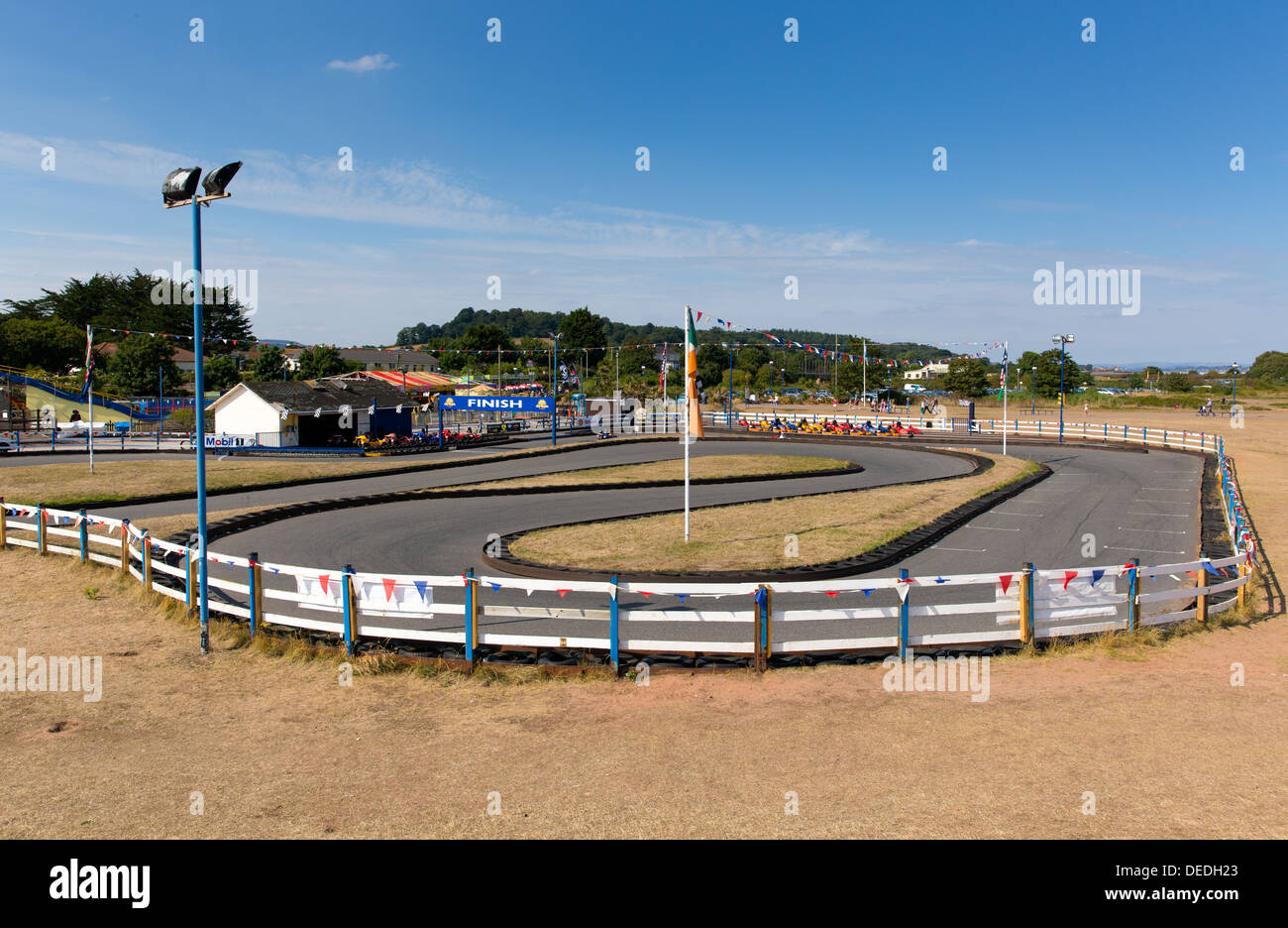 Go Karts Dawlish Warren Devon England with holidaymakers enjoying the