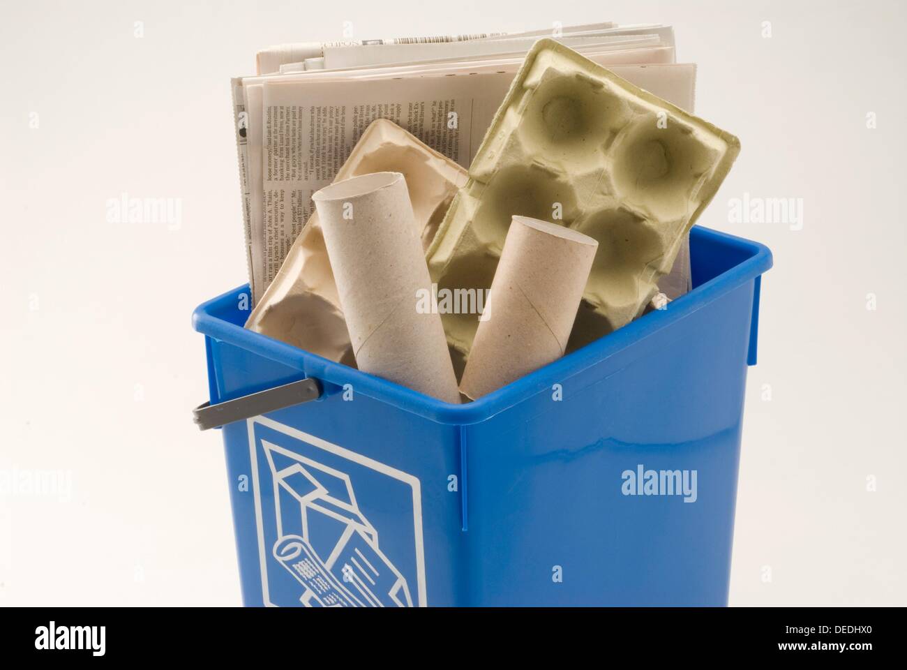Blue recycling bin for paper Stock Photo