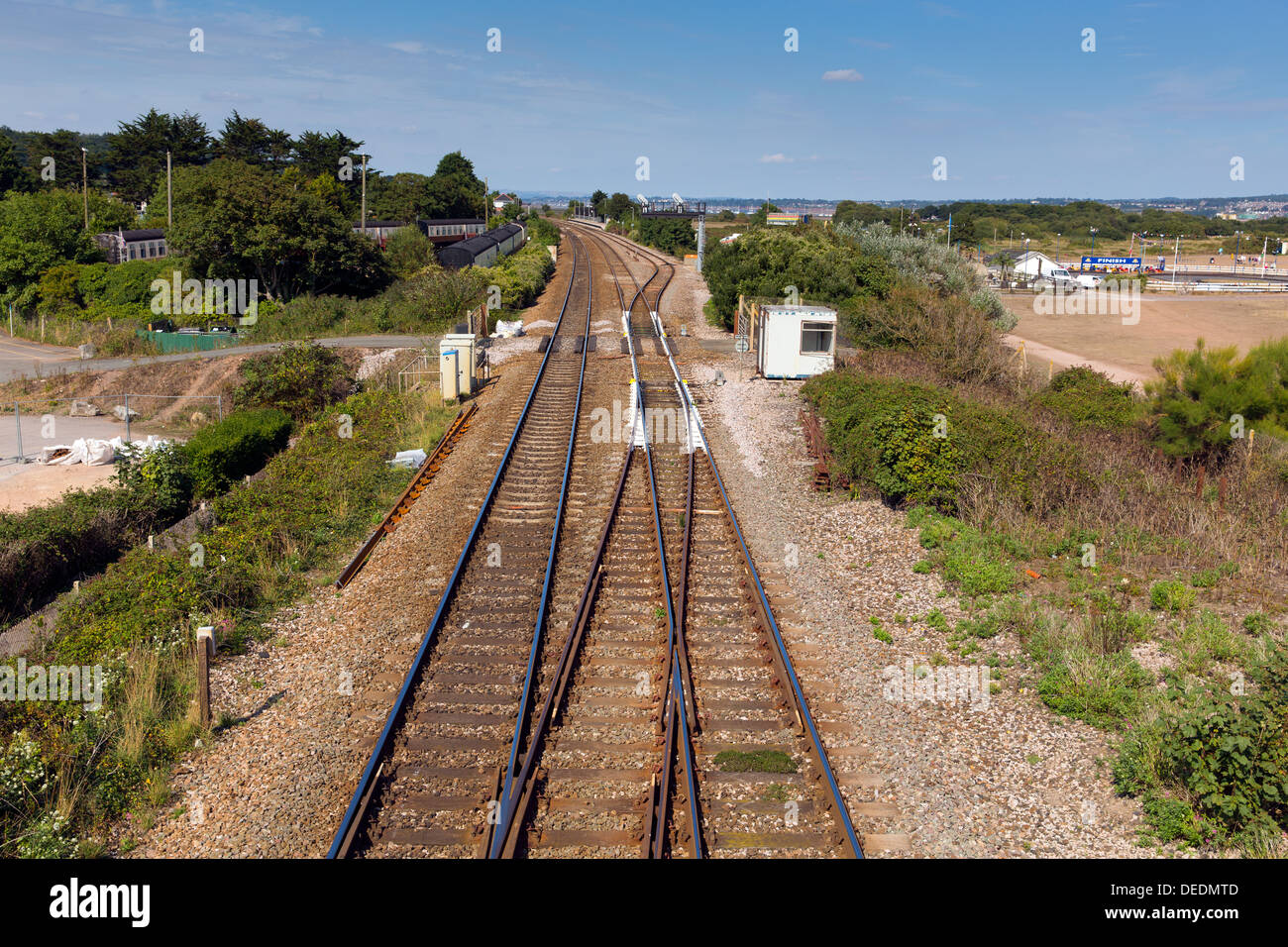 Dawlish Warren Devon England railway track on blue sky summer day Stock ...