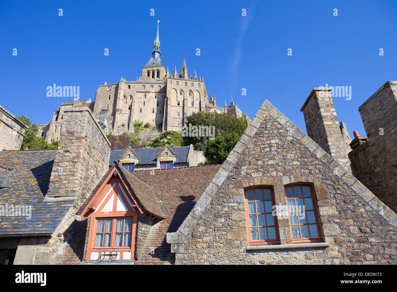 houses inside the mont saint michel in the north of france Stock Photo Alamy