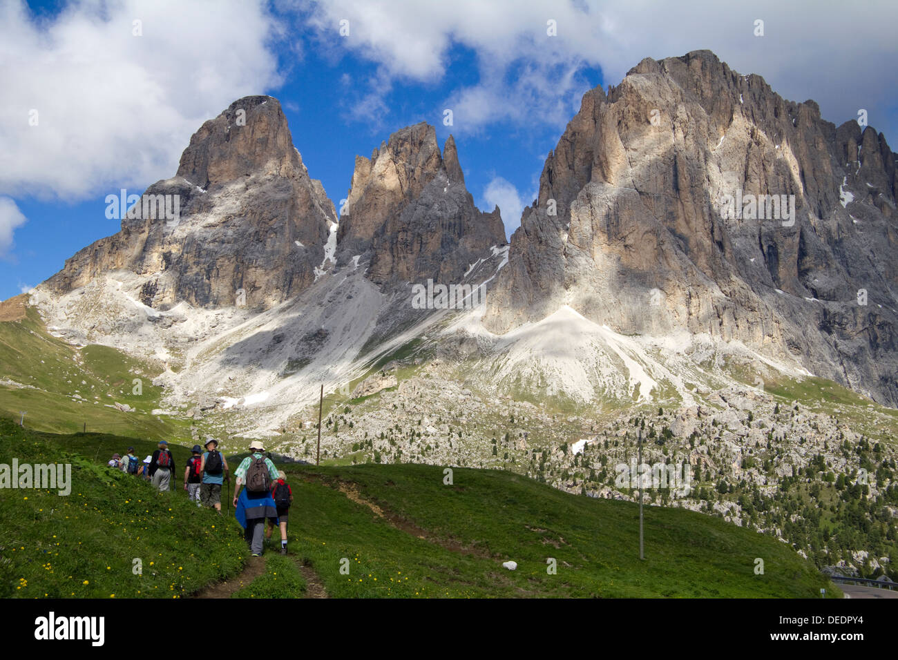 Hiking in the Dolomites Alps Italy Stock Photo - Alamy