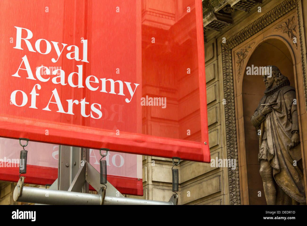 Royal Academy of Arts Flag Detail on Burlington House, London, UK Stock Photo