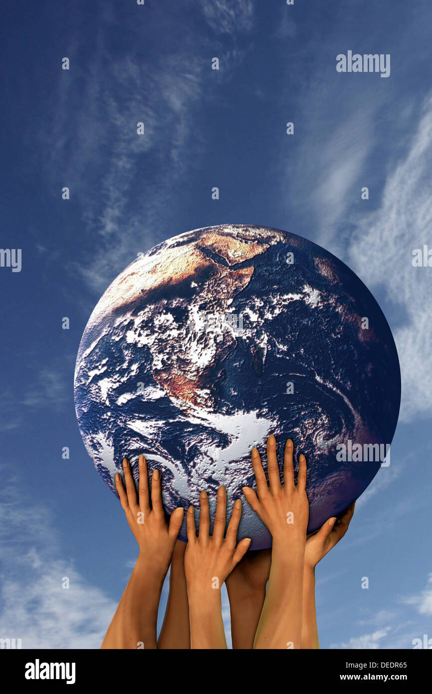 Hands supporting the earth -- earth day everyday Stock Photo