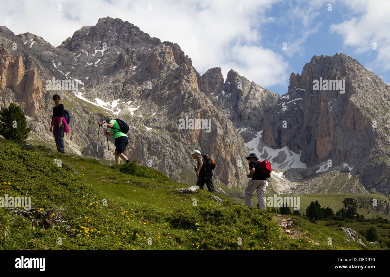 Hiking in the Dolomites Alps Italy Stock Photo - Alamy