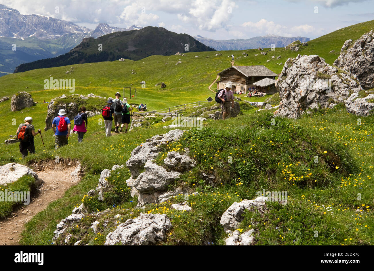 Hiking in the Dolomites Alps Italy Stock Photo - Alamy