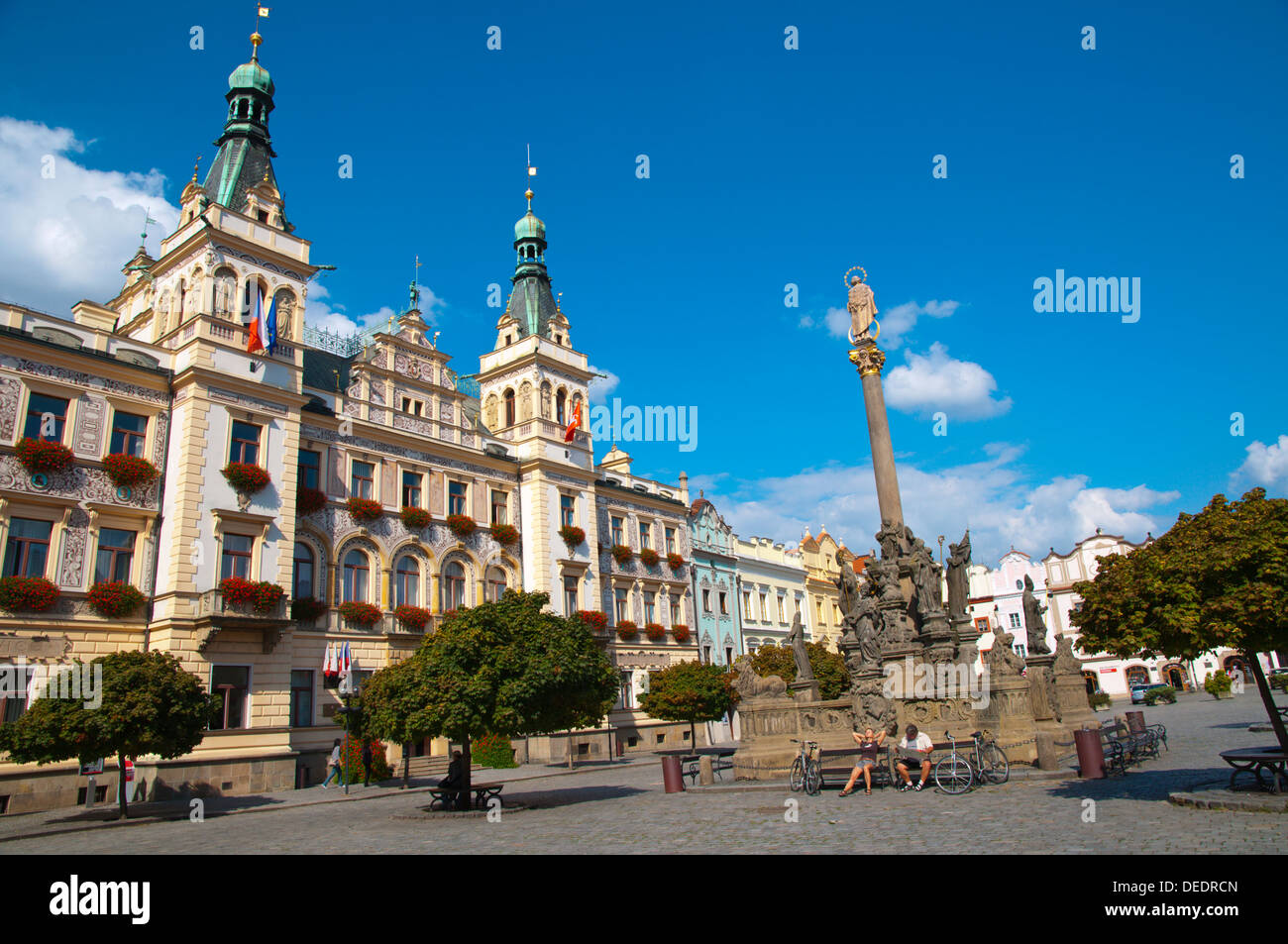 Pernstynovo namesti main square old town Pardubice city eastern Bohemia Czech Republic Europe Stock Photo