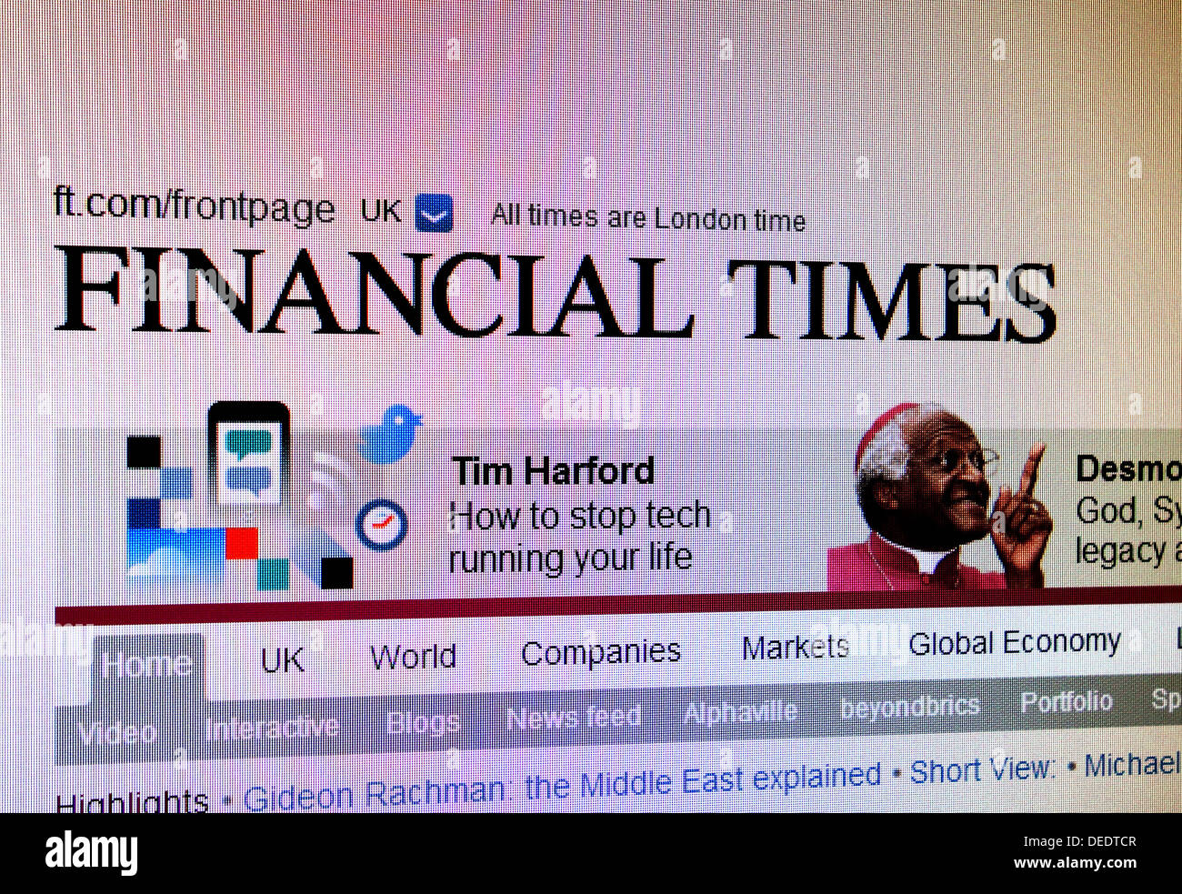 The Financial Times website Stock Photo