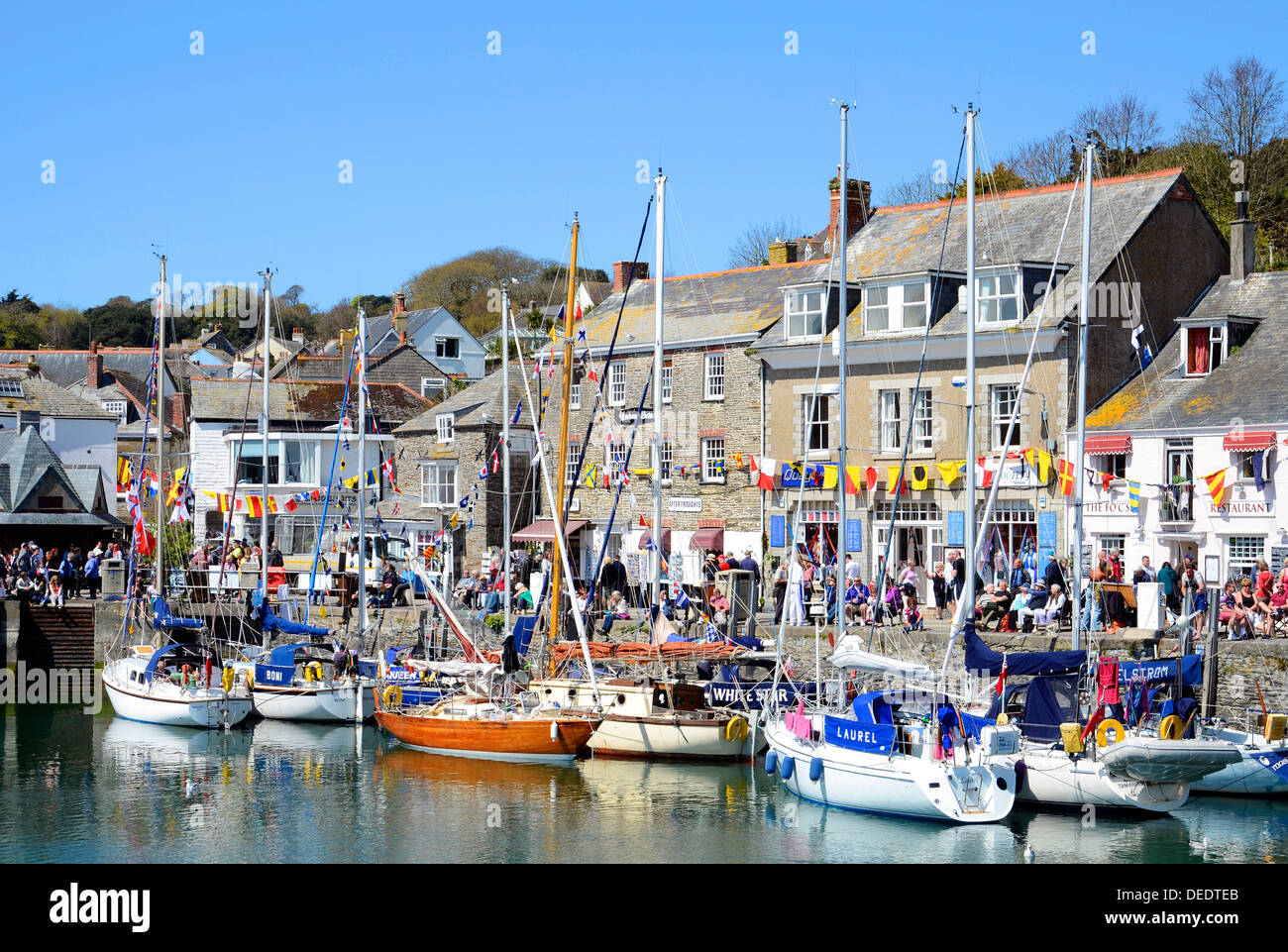 Yachts in the harbour at Padstow, Cornwall, UK Stock Photo