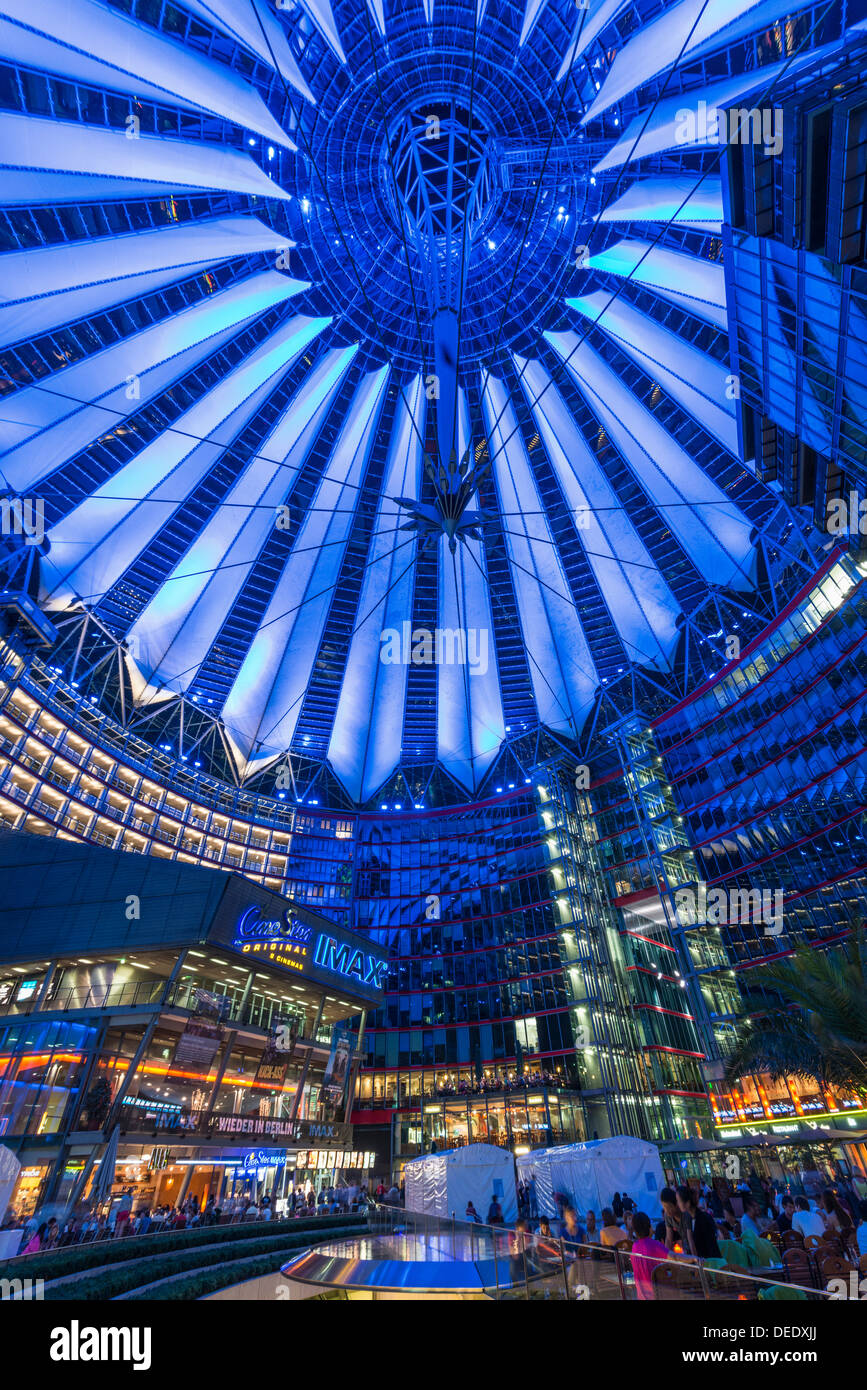 Night view of Sony Center in Berlin Germany Stock Photo