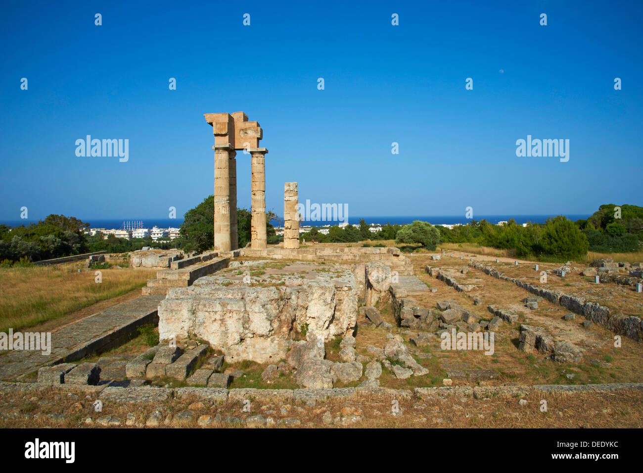 Apollo Temple, Acropolis, Rhodes City, Rhodes, Dodecanese, Greek Islands, Greece, Europe Stock Photo
