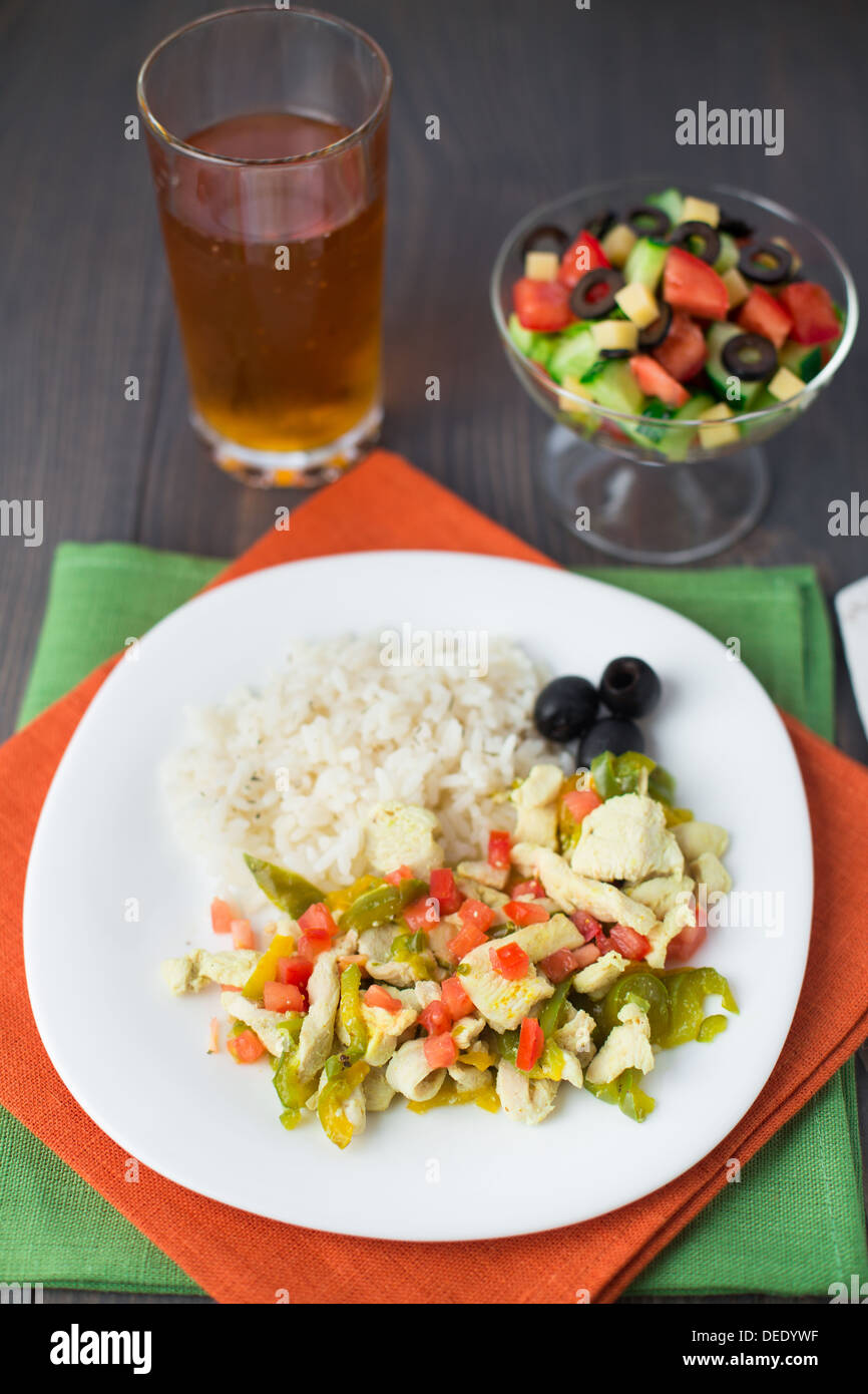 Rice with chicken and vegetables Stock Photo - Alamy
