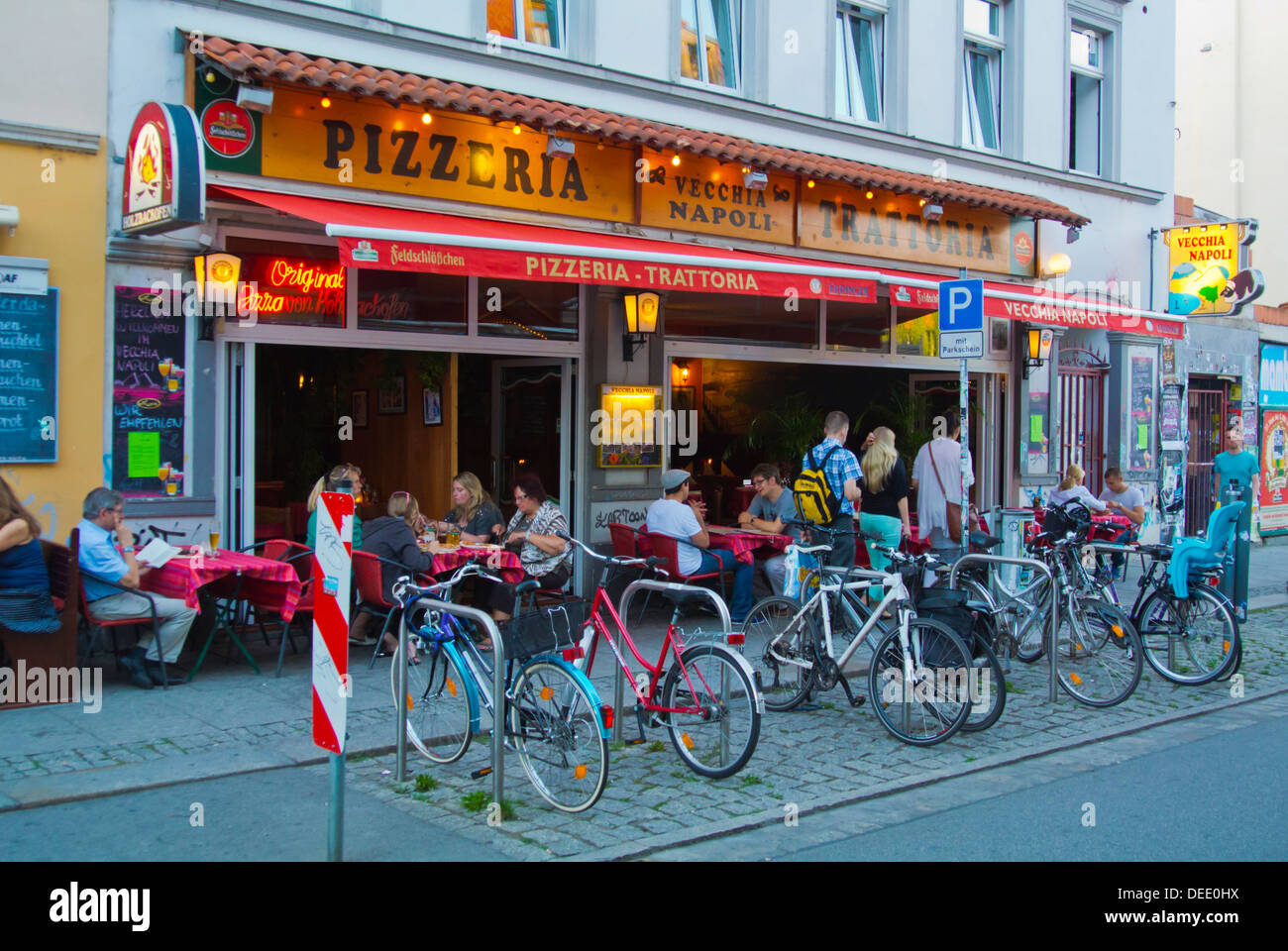 Restaurants in Alaunstrasse street Neustadt the new town Dresden city Saxony state eastern Germany central Europe Stock Photo