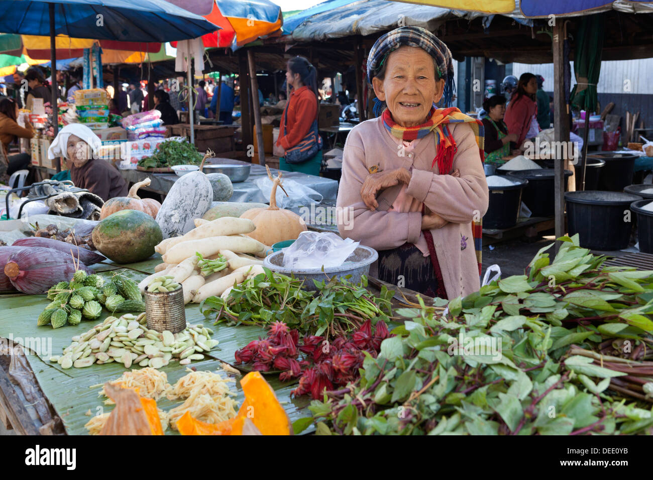 Central Market, Kengtung, Shan State, Myanmar (Burma), Asia Stock Photo