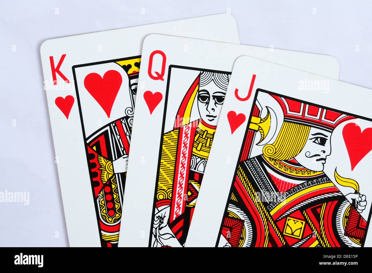 Traditional playing cards, Jack, Queen and King of Hearts Stock Photo ...