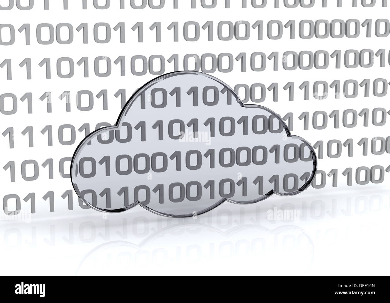 Illustration of cloud computing. Glass cloud with binary symbol Stock ...