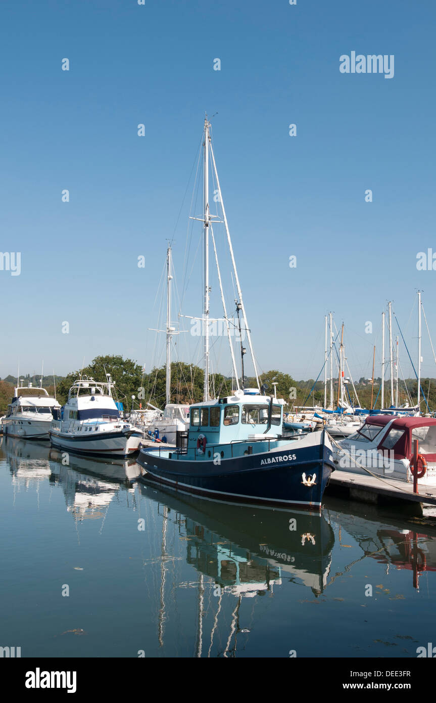 boats moored in Island Harbour Marina on the Isle of Wight Stock Photo