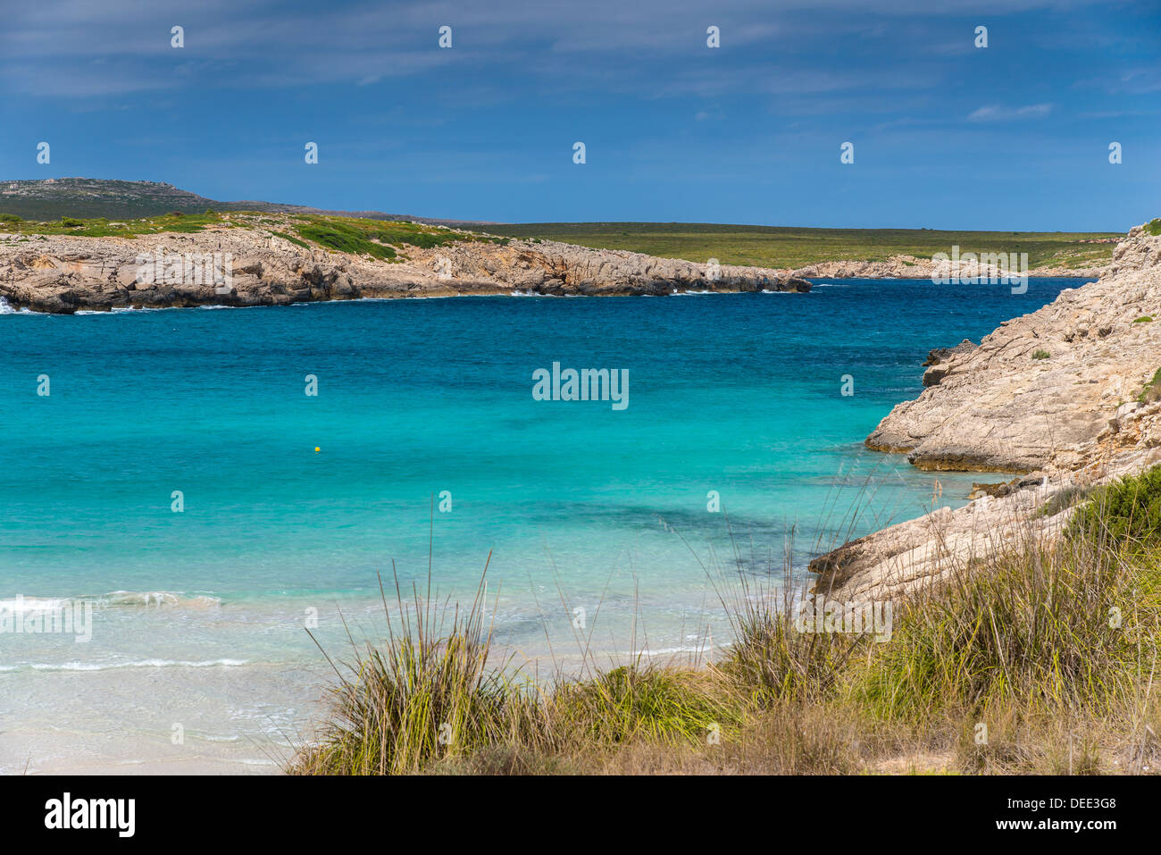 Turquoise sea at Son Saura beach, Minorca or Menorca, Balearic Islands, Spain Stock Photo