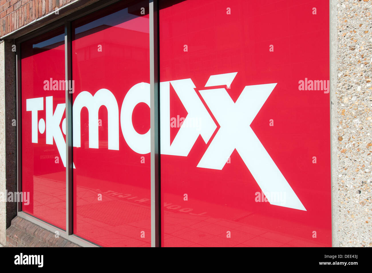 T.K. Maxx shop window with logo Stock Photo