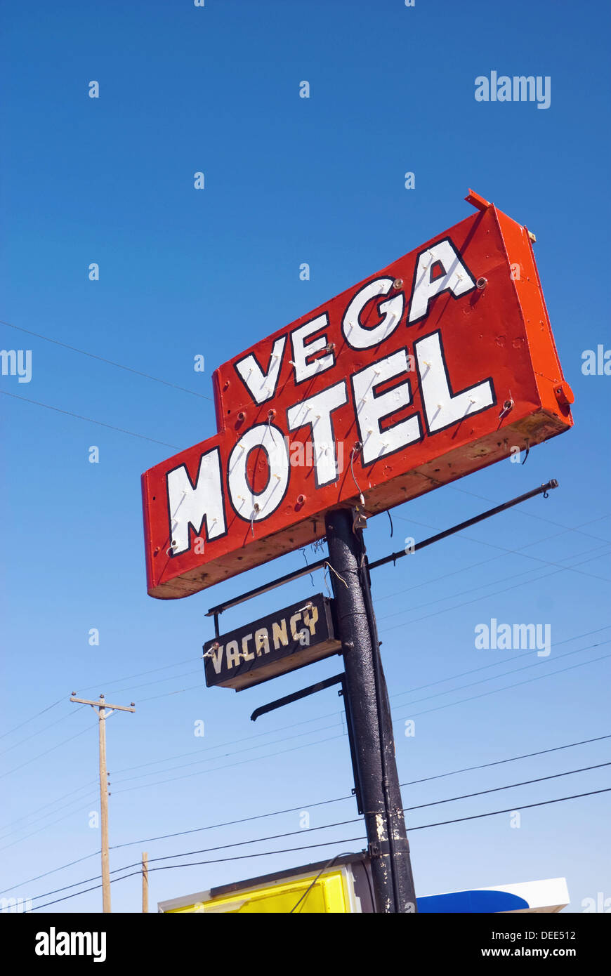 USA Texas Route 66 Vega Motel Sign Stock Photo Alamy