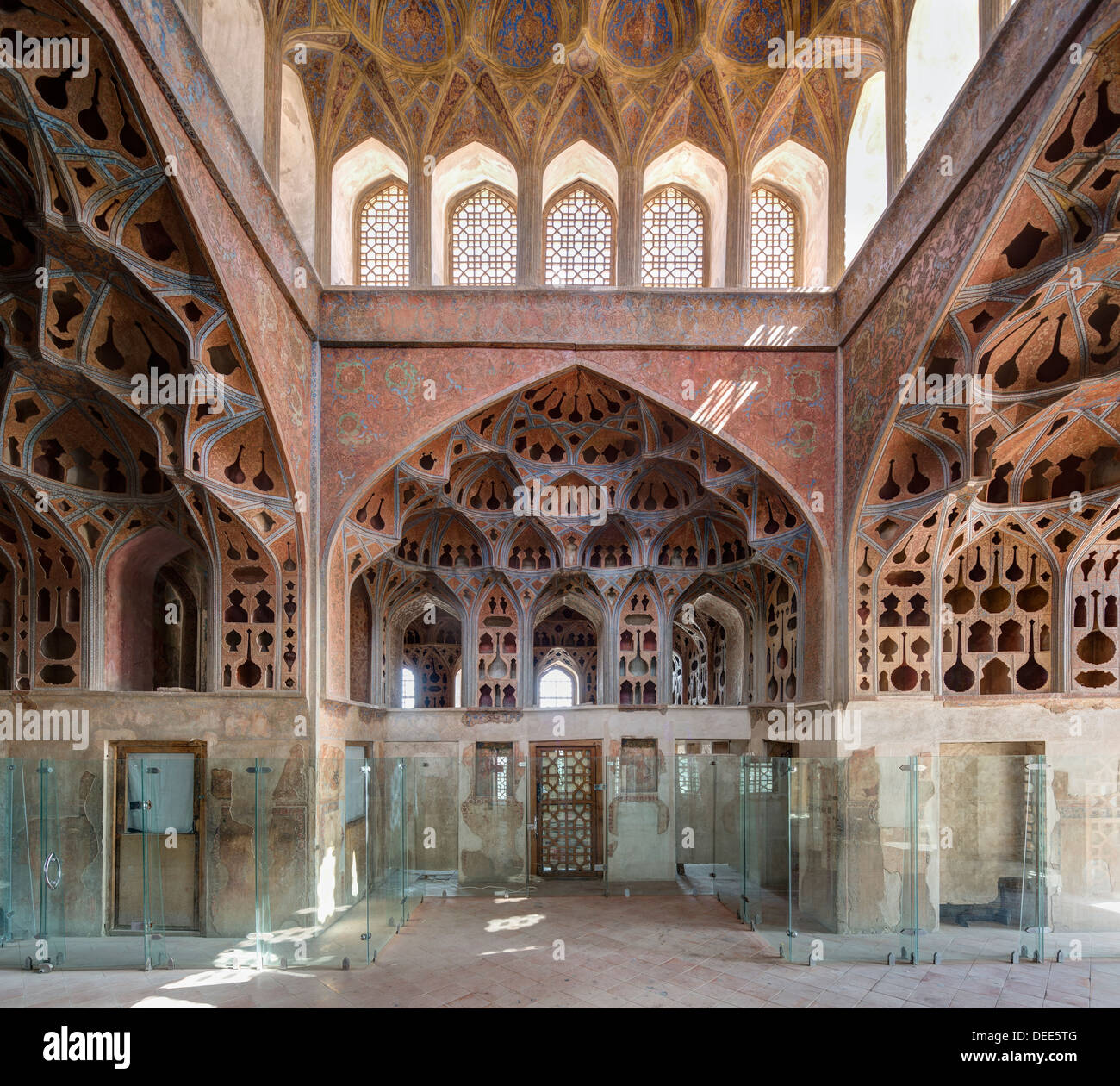 interior of so-called music room, Ali Qapu, Isfahan, Iran Stock Photo