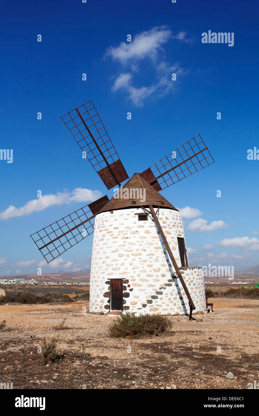 Windmill, Valles de Ortega, Fuerteventura, Canary Islands, Spain, Europe Stock Photo