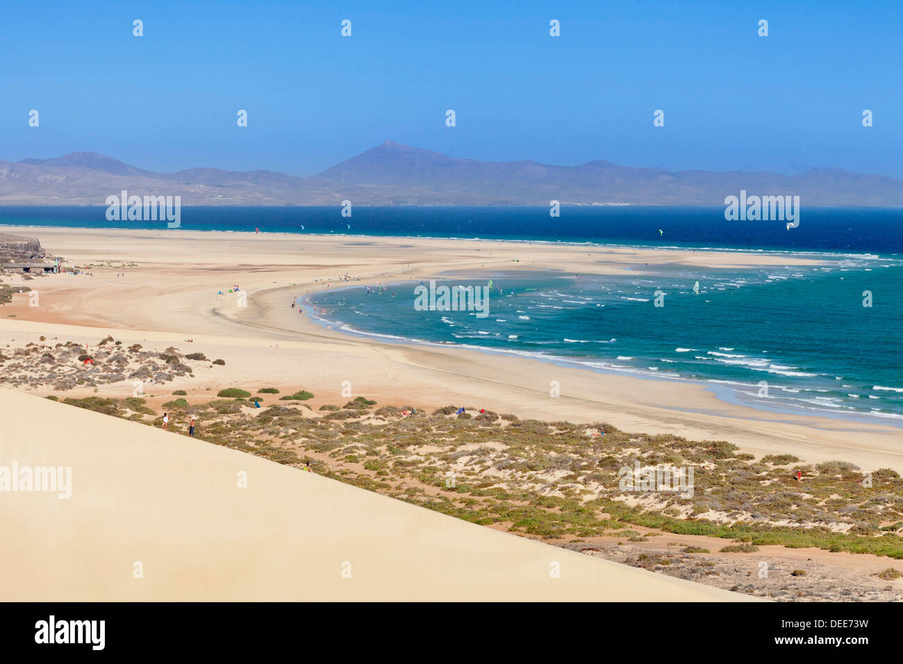 Dunes at Playa de Sotavento, Risco del Paso, Fuerteventura, Canary Islands, Spain, Atlantic, Europe Stock Photo