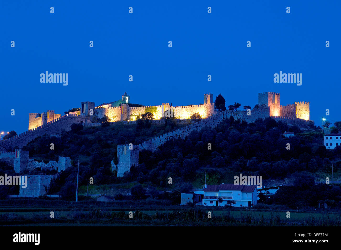 Montemor o Velho, Castle at Dusk, Coimbra district, Beiras region, Portugal, Europe Stock Photo