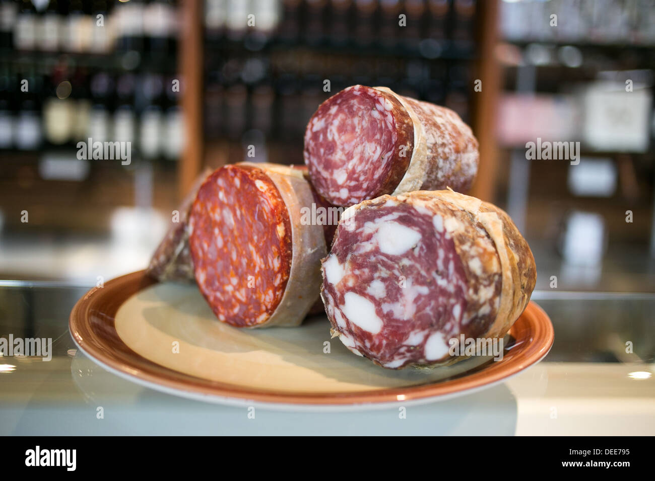 Roma Deli , Bury New Road , Whitefield. Italian salami Stock Photo